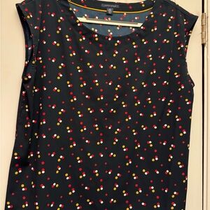 Tommy Hilfiger Navy Sleeveless Top with Red, Tan, and White Dots